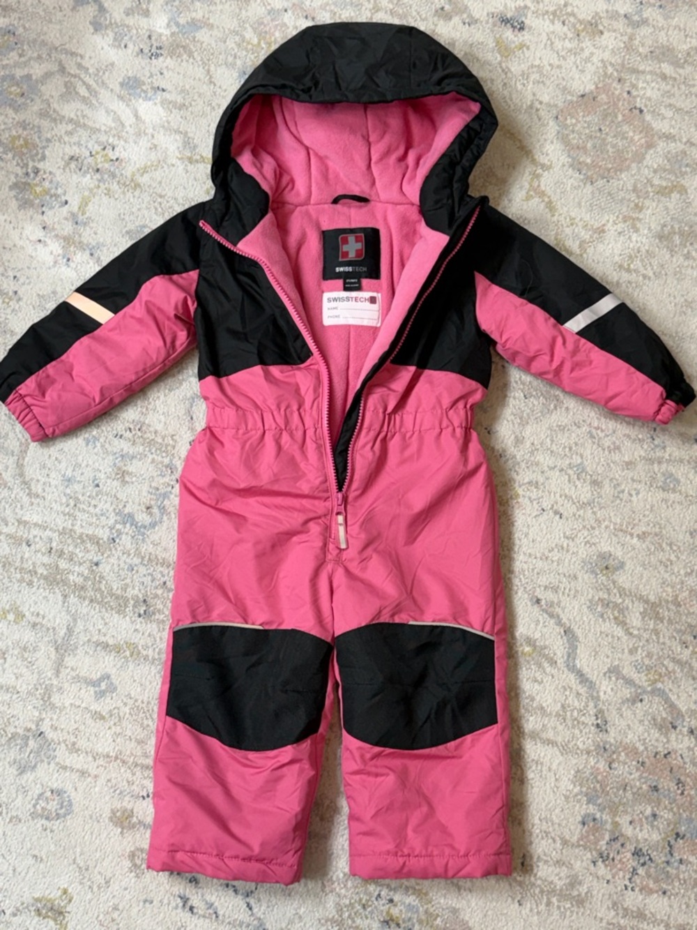 Swiss Tech Pink and Black Insulated Kids Snowsuit